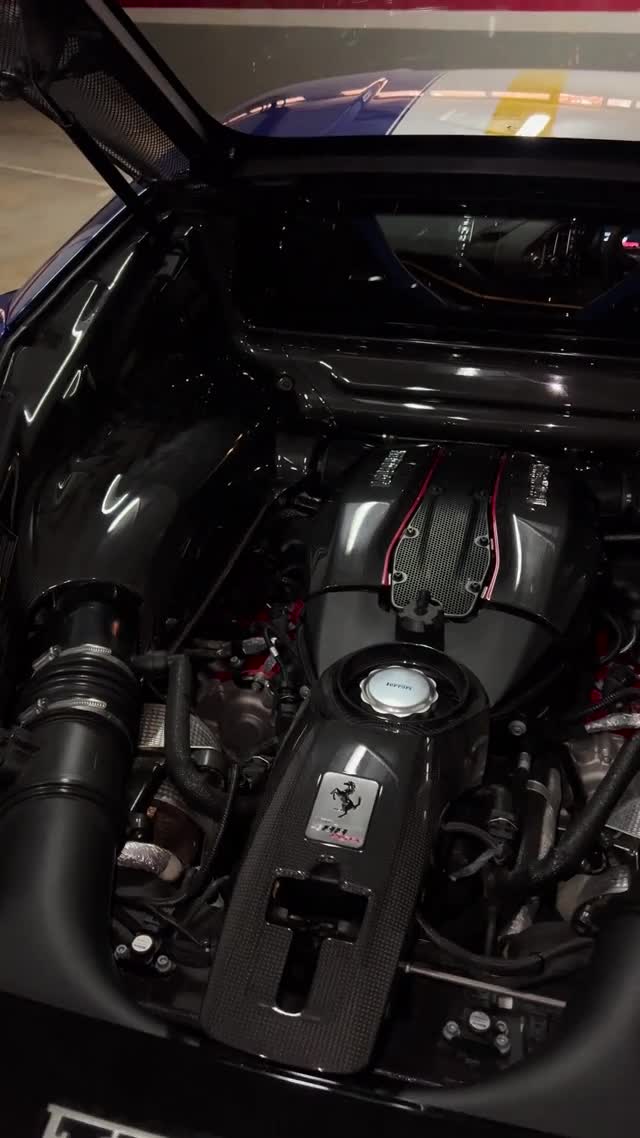 Close-up of Ferrari engine detailing